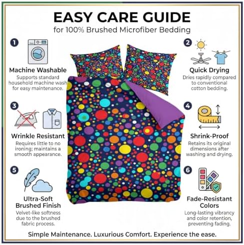 King Duvet Cover Set Soft Microfiber Geometry Polka Dots
