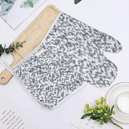 Quilted Cotton Terry Cloth Oven Mitt, Pot Holder Grey Abstract Art