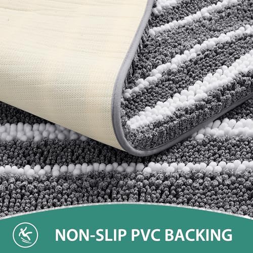 HOMEIDEAS Chenille Bathroom Rugs Sets 2 Piece, Cationic Dyed, Extra