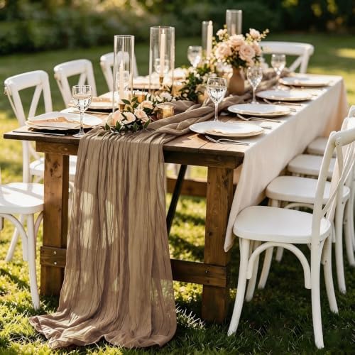 DeZerlor Nude Cheesecloth Table Runners 12 Pack Fall Thanksgiving