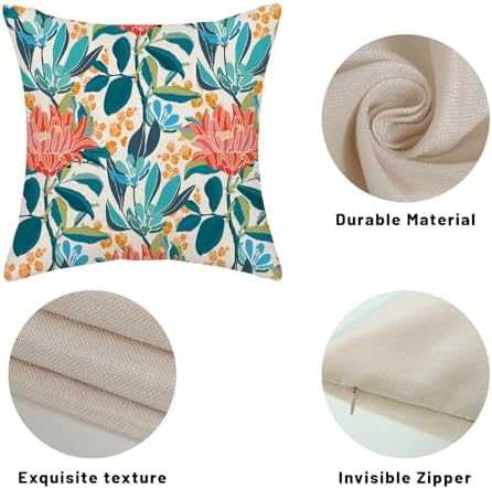 Boho Outdoor Pillow Covers 22x22 Inch 2 Pcs Aqua Teal Coral Colorful