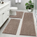 HEBE Bathroom Rugs Set 3 Piece, Non Slip Washable Microfiber Bath Mats