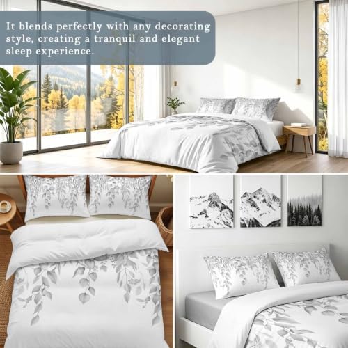 3 Pieces Duvet Cover Farmhouses Watercolor Eucalyptus Leaf Luxury Soft