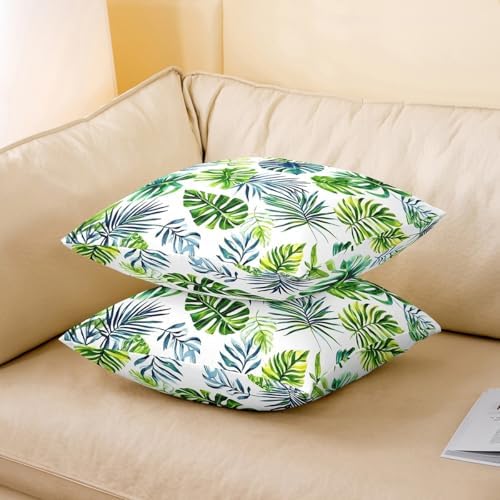 jejeloiu Tropical Leaves Botanical Reversible Throw Pillow Covers 22 x