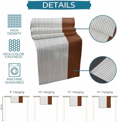 Boho Brown Table Mats Set of 6 With Table Runner 90 Inches Long,Linen