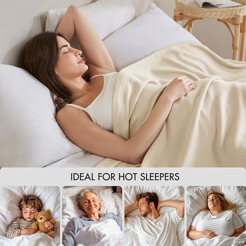 Madison Park Queen Size Summer Blanket, Ivory, 70% Rayon from Bamboo