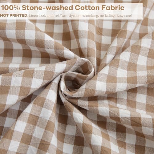 CNPYZH Taupe White Gingham Tablecloth Rectangular for Seat 4-6