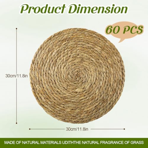 Colingmill 60 Sets 12 Inch Round Woven Placemats Bulk Farmhouse Boho
