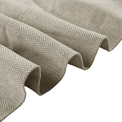 TWOPAGES Biscuit Linen Cotton Herringbone Grommet Curtain,52Wx108L,1