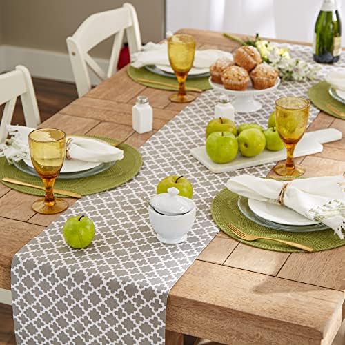 DII Lattice Tabletop Collection, Table Runner, 14x72, Gray