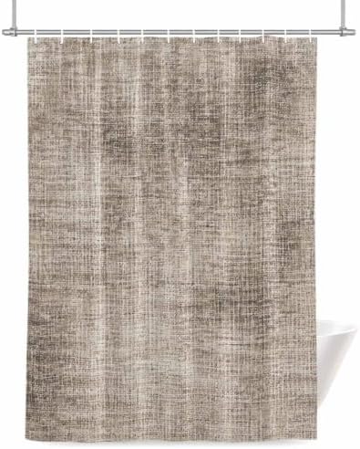Vintage Beige Linen Texture Shower Curtain, Minimalist Brown