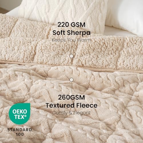Drewin Weighted Blanket for Adults Full Size 15lbs,Beige,48