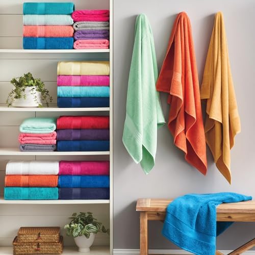 Stoneberry Home 12-Piece Set of Towels, Lightweight 380 GSM Cotton