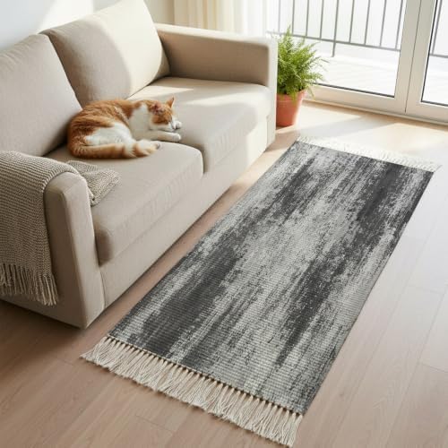 Vintage Abstract Hallway Runner Rug 2'x5', Minimalist Texture Art