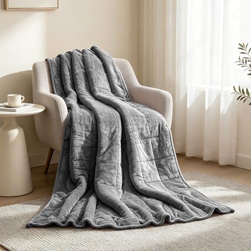 Soft Fuzzy Sherpa Fleece Weighted Blanket for Adults, Grey, 60" x 80"