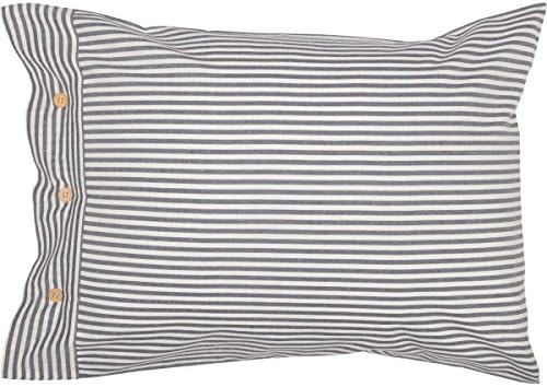 Piper Classics Farmhouse Ticking Stripe Blue Standard Sham, 21" x 27"