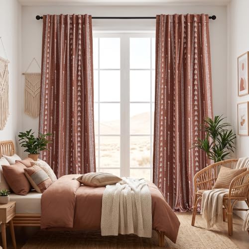 MEETSKY Boho Terracotta 95% Blackout Curtains for Bedroom 50Wx72L,2