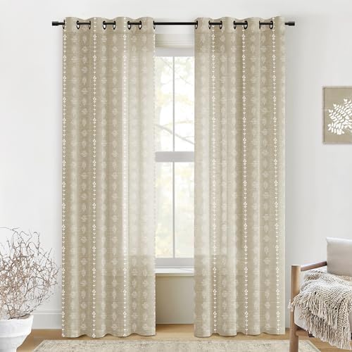 Burlap Color Farmhouse Primitive Curtains for Living Room,Country