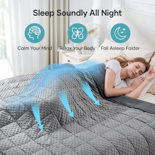 Cottonblue Weighted Blanket 12lbs for Adults, Cooling Breathable Minky