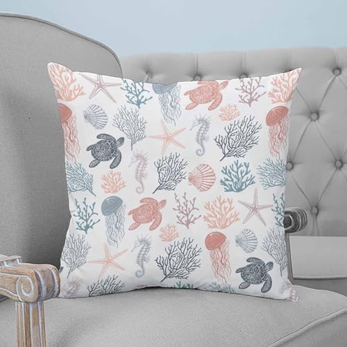 20x20 Pillow Covers Set of 2, Red Grey Coastal Throw Pillow Covers