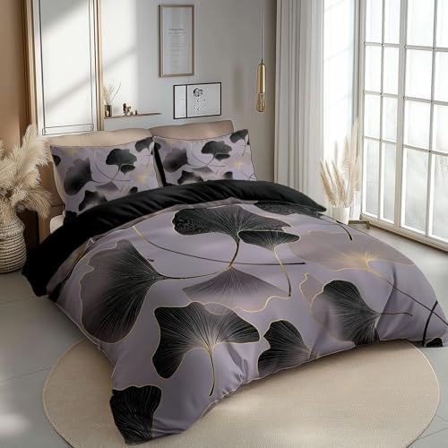 Soft Gray Texture Duvet Cover King Size, Printed Bedding Set 3 Pieces