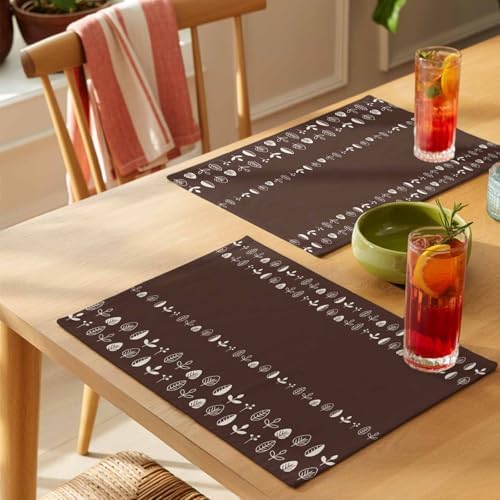 Placemats Set of 8, Rustic Botanical Woven Placemat, Linen Place Mats