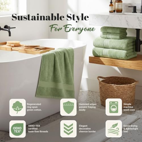 SUPERIOR Eco-Friendly Cotton 8-Piece Towel Set, Bathroom, Shower