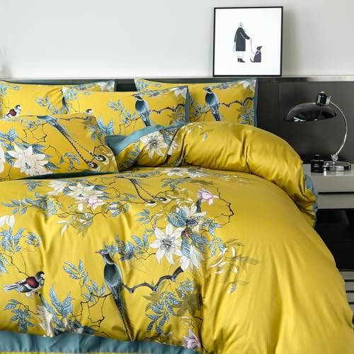 Floral Queen Duvet Cover 100% Soft Cotton 3 Piece Chic Birds Queen