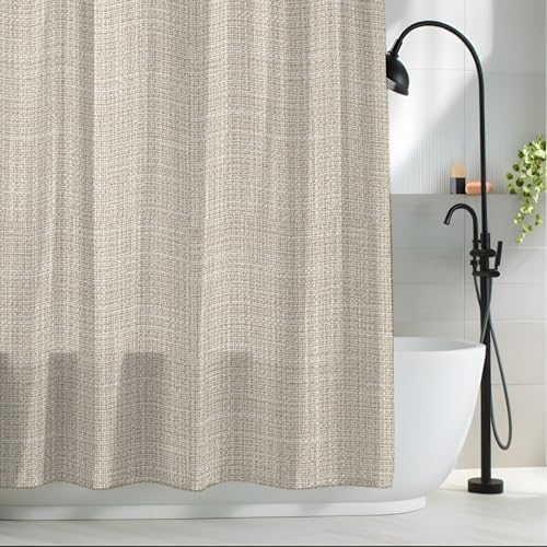 Minimalist Cream Beige Shower Curtain for Bathroom Rustic Neutral