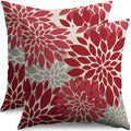 Red Christmas Pillow Covers 18X18 Inch Set of 2, Dahlia Flower Spring