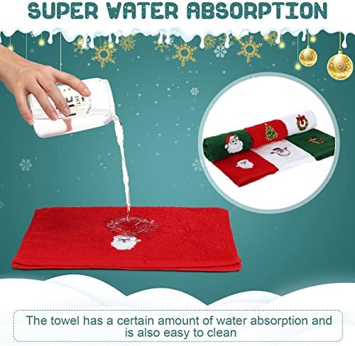 Macarrie 12 Pcs Christmas Hand Towels Cotton Kitchen Dish,Fresh Style