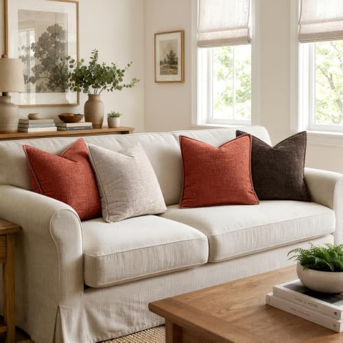 MIULEE Decorative Couch Throw Pillow Covers 20x20 Inch Dark Brown