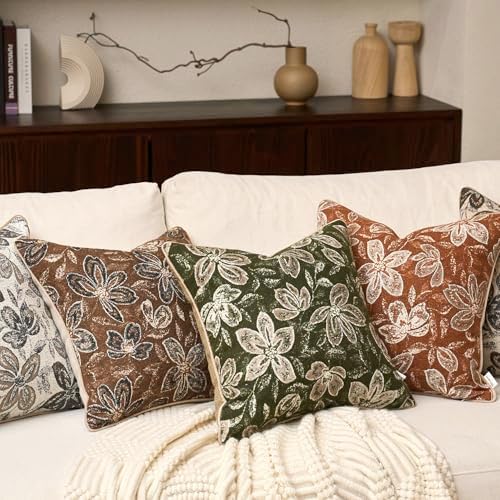 Yangest Flower Pillow Cover 20 x 20 Inches, Nature Chenille Square