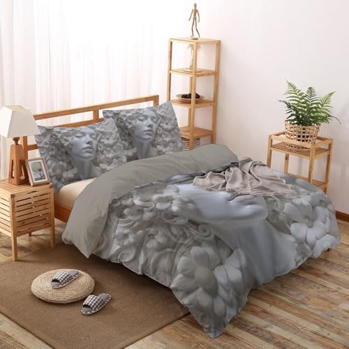 Duvet Cover Set King, Elegant Beauty Relief Brushed Microfiber