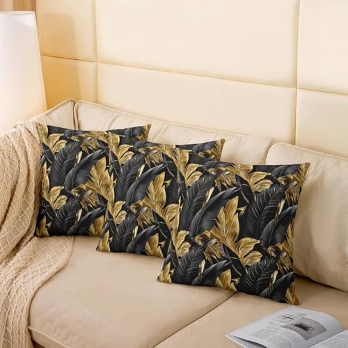 jejeloiu Tropical Leaves Reversible Throw Pillow Covers 22 x 22-Inch
