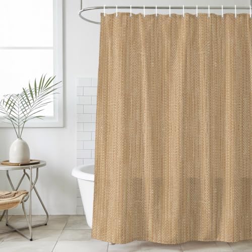 Shower Curtain Bathroom Set Minimalist Light Brown Waterproof Fabric