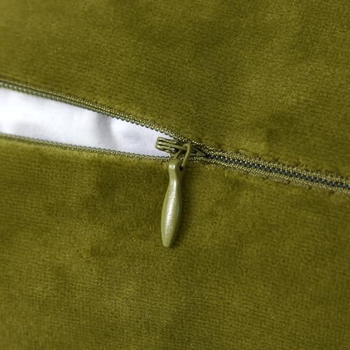 JUSPURBET Olive Green Decorative Velvet Fringe Throw Pillow Covers
