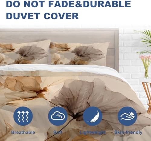 Batmerry Flower Minimalist Floral Art Twin Size 100% Cotton Duvet