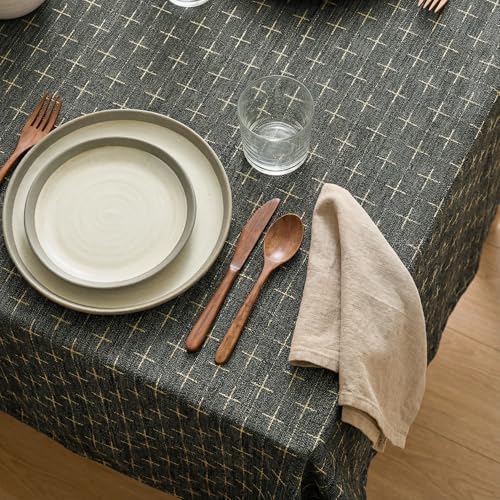 Horaldaily Taupe Cross-Star Table Cloth, 60×84 Inch, Rectangular