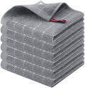 Homaxy 100% Cotton Terry Kitchen Dish Cloths, 6 Pack, Grey