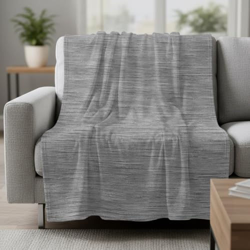 Solid Super Soft Cozy Flannel Fleece Blanket- Solid Color Gray Linen