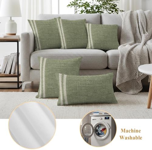 Sage Green Outdoor Waterproof Throw Pillow Covers Set of 2-18x18 Inch
