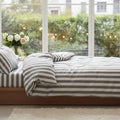 Striped King Duvet Cover Set 3-Piece, 100% Cotton Grey and White