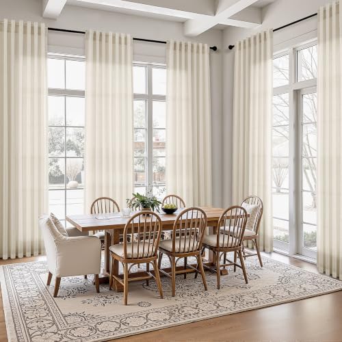 Aersas Extra Long Linen Curtains 52x120 Inches for Living Room, Birch