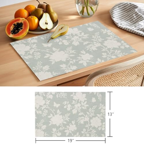 Round Placemats Set of 8 Fall Floral Place Mats Neutral Minimalist