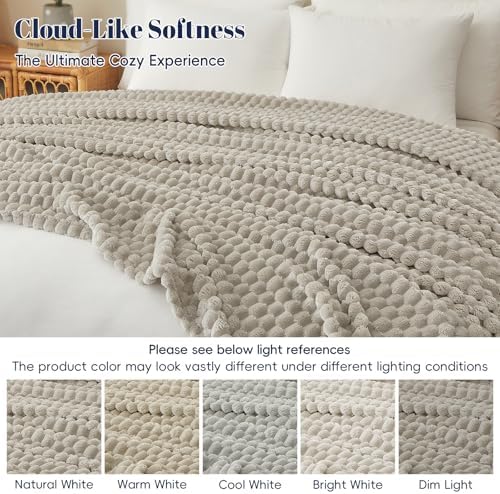 PHF Soft Cozy Fleece Blanket Queen Size, 340GSM Lightweight Warmth