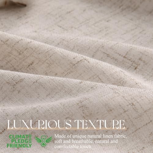Jowels Oatmeal Linen Grommet Curtains 84 Inch Long 2 Panels for Living