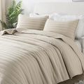 ROARINGWILD Beige Quilted Quilt Set, Queen Size, Lightweight, 3 Pieces