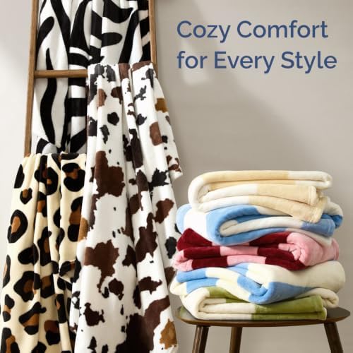Beige Checkered Blanket King Size - Flannel Fleece Luxury King Blanket