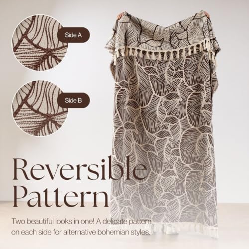 Chenille Throw Blanket Soft Tassel Lightweight, Wood Brown, King